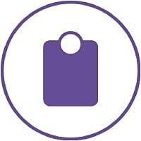 Purple weight icon in a circular design