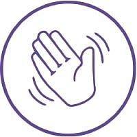Waving hand icon in a circular design